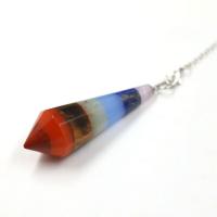 Quartz Pendulum, with Multi - gemstone, Unisex, more colors for choice, 15x55mm, Length:7.48 Inch, Sold By PC