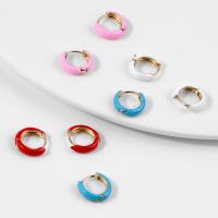 Brass Huggie Hoop Earring, for woman & enamel, more colors for choice, nickel, lead & cadmium free, 130mm, Sold By Pair