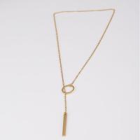 Stainless Steel Jewelry Necklace, cross chain & fashion jewelry, golden, 45cm 15mm+2x3.5x35mm, Sold By Strand