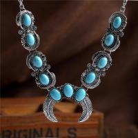 Fashion Turquoise Necklace, Tibetan Style, with turquoise, with 3.14 inch extender chain, plated, folk style & for woman, 60mm, Sold Per Approx 19.68 Inch Strand