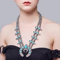 Fashion Turquoise Necklace Zinc Alloy with turquoise plated folk style & for woman 65mm Sold Per Approx 22.83 Inch Strand
