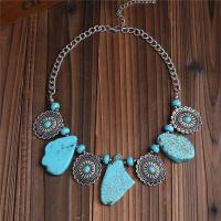 Fashion Turquoise Necklace Zinc Alloy with turquoise plated folk style & for woman 23cm 24cm 5.5cm Sold By Strand