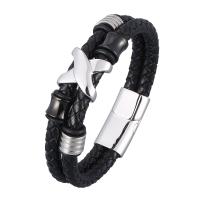 Men Bracelet Split Layer Cowhide Leather plated fashion jewelry & for man black Sold By Strand