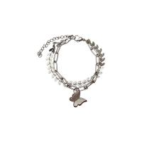 Titanium Steel Bracelet & Bangle, with Tibetan Style, with 1.96inch extender chain, Butterfly, plated, different materials for choice & for woman, Sold Per Approx 5.9 Inch Strand