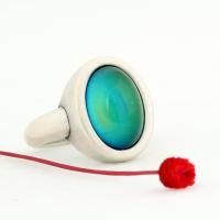 Smalt Mood prst prsten, Zinek, s Sklo Gemstone, á, módní šperky & unisex & různé velikosti pro výběr, nikl, olovo a kadmium zdarma, Prodáno By PC