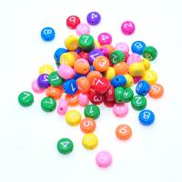 Broj akril perla, obojen, modni nakit & možete DIY & za djecu, 4x7mm, Prodano By KG