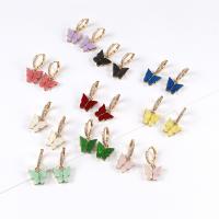Huggie Hoop Drop Earring Acrylic with Zinc Alloy for woman Sold By Pair
