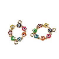 Flower Tibetan Style Connector, plated, DIY, multi-colored, nickel, lead & cadmium free, 25*18*3mm, Hole:Approx 1mm, 100PCs/Bag, Sold By Bag
