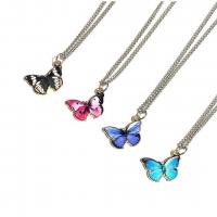 Titanium Steel Necklace with Zinc Alloy Butterfly plated twist oval chain & for woman & enamel Sold Per Approx 17.7 Inch Strand