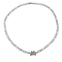 Titanium Steel Necklace with Zinc Alloy Butterfly plated wave chain & for woman & with rhinestone Sold Per Approx 18.8 Inch Strand