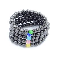 Magnetic Jewelry Bracelet Hematite with Cats Eye Round Unisex & radiation protection Sold Per Approx 7.4 Inch Strand