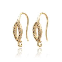Brass Earring Drop Component gold color plated micro pave cubic zirconia Sold By PC