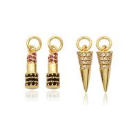 Cubic Zirconia Micro Pave Brass Pendant, gold color plated, different styles for choice & micro pave cubic zirconia, 5x16mm,5x18mm, 50PCs/Lot, Sold By Lot