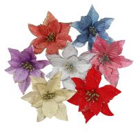 Plastic Christmas Artificial Flower, with Cloth, plated, fashion jewelry & for woman, more colors for choice, 130mm, 10PCs/Lot, Sold By Lot
