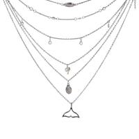 Multi слой ожерелье, цинковый сплав, ювелирные изделия моды & многослойный, серебряный, продается Strand