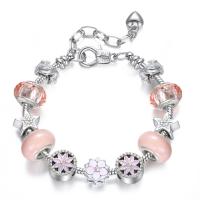 European Bracelet Brass with Zinc Alloy fashion jewelry pink Sold By Strand