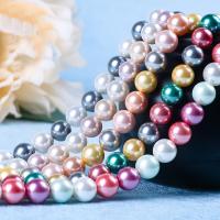 Perles de coquille colore naturelle, Rond, Placage, différentes couleurs et motifs pour le choix & DIY, plus de couleurs à choisir, Vendu par brin