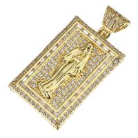 Cubic Zirconia Micro Pave Brass Pendant, gold color plated, micro pave cubic zirconia, 24x39x5mm, 3PCs/Lot, Sold By Lot