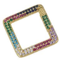 Cubic Zirconia Micro Pave Brass Pendant, Square, gold color plated, micro pave cubic zirconia, 25x25x3.50mm, 3PCs/Lot, Sold By Lot