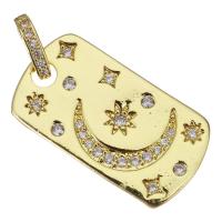 Cubic Zirconia Micro Pave Brass Pendant, gold color plated, DIY & micro pave cubic zirconia, 13.50x25x2mm, Hole:Approx 3x5mm, 5PCs/Lot, Sold By Lot
