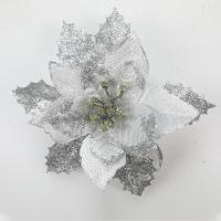 пластик Рождественский искусственный цветок, с ткань, Форма цветка, Другое покрытие, Устойчивого & Женский, Много цветов для выбора, 170mm, 10ПК/Лот, продается Лот