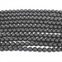 Natural Black Stone Beads, Lampwork, Round, DIY & frosted, black, Sold By Strand