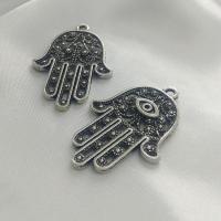 Tibetan Style Hamsa Pendants, antique silver color plated, DIY, nickel, lead & cadmium free, 42x28x2.20mm, 100PCs/Bag, Sold By Bag