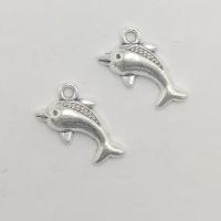 Tibetan Style Animal Pendants, Dolphin, antique silver color plated, DIY, nickel, lead & cadmium free, 20x10x3.90mm, 100PCs/Bag, Sold By Bag