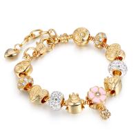 European Bracelet Zinc Alloy with Rhinestone fashion jewelry golden Sold By Strand
