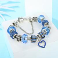 European Armband, Zinklegierung, mit Titanstahl, Modeschmuck & verschiedene Größen vorhanden, blau, verkauft von Strang