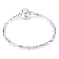 European Bracelet Chain, Messing, mode sieraden & verschillende grootte voor keus, zilver, Verkocht door Strand