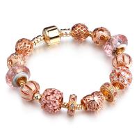 Bracelet European , alliage de zinc, avec strass, bijoux de mode & normes différentes pour le choix, couleur or rose, Vendu par brin