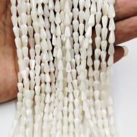 Perles en coquillage blanc naturel, coquille, larme, poli, DIY, blanc, 5*8mm, Vendu par brin