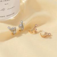 Brass Stud Earring plated fashion jewelry & for woman & with cubic zirconia nickel lead & cadmium free 15mm Sold By Pair