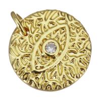 Cubic Zirconia Micro Pave Brass Pendant Round gold color plated micro pave cubic zirconia Approx 2.5mm Sold By Lot