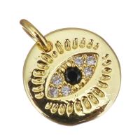 Cubic Zirconia Micro Pave Brass Pendant Round gold color plated micro pave cubic zirconia Approx 2.5mm Sold By Lot