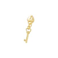 Brass Jewelry Pendants, Lock and Key, gold color plated, DIY, 4x26mm, 10PCs/Lot, Sold By Lot