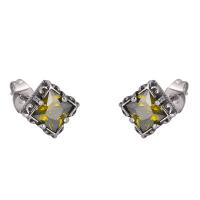 Stainless Steel Stud Earrings, Cubic Zirconia, with Stainless Steel, plated, fashion jewelry & Unisex, silver color, Sold By Pair