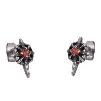 Stainless Steel Stud Earrings Cubic Zirconia plated fashion jewelry & Unisex silver color Sold By Pair