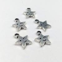 Tibetan Style Star Pendant, antique silver color plated, DIY, nickel, lead & cadmium free, 14x12x2.50mm, 100PCs/Bag, Sold By Bag