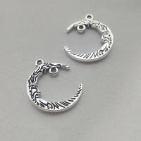 Tibetan Style Moon Pendants, antique silver color plated, DIY, nickel, lead & cadmium free, 26x21x2.50mm, 100PCs/Bag, Sold By Bag