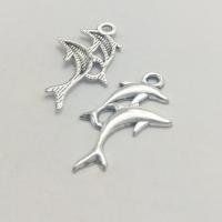 Zinc Alloy Animal Pendants Dolphin antique silver color plated DIY nickel lead & cadmium free Sold By Bag