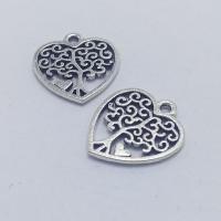 Tibetan Style Heart Pendants, antique silver color plated, DIY, nickel, lead & cadmium free, 19x17x1.40mm, 100PCs/Bag, Sold By Bag
