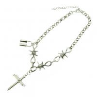 Zinc Alloy Jewelry Necklace with Iron fashion jewelry & Unisex silver color 38+7cm Sold By Strand