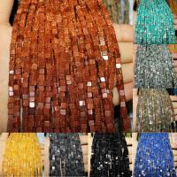 Mixed Gemstone Beads,  Square, polished, DIY & different styles for choice, more colors for choice, 4*4mm, Sold By Strand