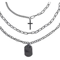 Multi Layer Necklace, Tibetan Style, Cross, silver color plated, three pieces & Unisex, nickel, lead & cadmium free, Length:Approx 28.3 Inch, Approx 24.4 Inch, Approx 18.8 Inch, Sold By Set