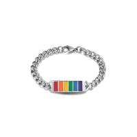 Titanium stål armbånd, Rainbow, Unisex & twist oval kæde & emalje, Solgt Per Ca. 7.8 inch Strand