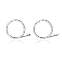 925 Sterling Silver Stud Earrings Round plated fashion jewelry & for woman & hollow 5mm Sold By Pair