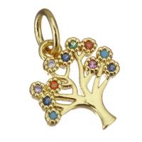 Cubic Zirconia Micro Pave Brass Pendant Tree gold color plated micro pave cubic zirconia & hollow Approx 3mm Sold By Lot