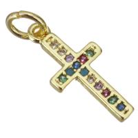 Cubic Zirconia Micro Pave Brass Pendant Cross gold color plated micro pave cubic zirconia Approx 3.5mm Sold By Lot
